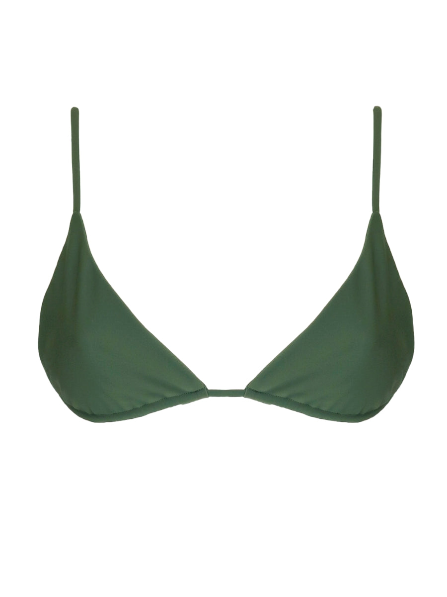 Green bikini top on a white background